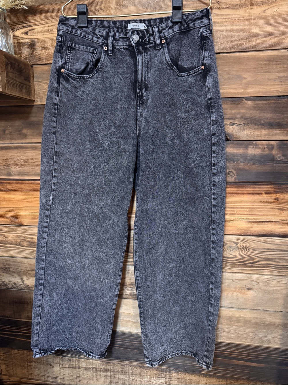 SONG Y2K Acid Wash Black Wide Leg Jeans | Size 9/29 | Back to School